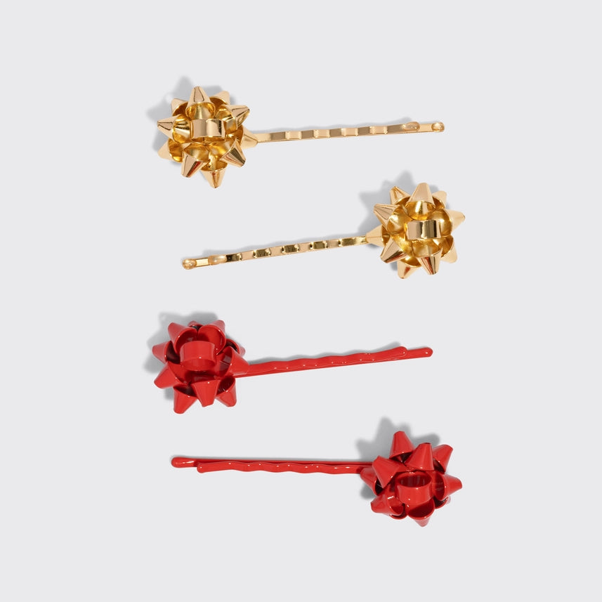 Holiday Gift Bow Bobby Pins