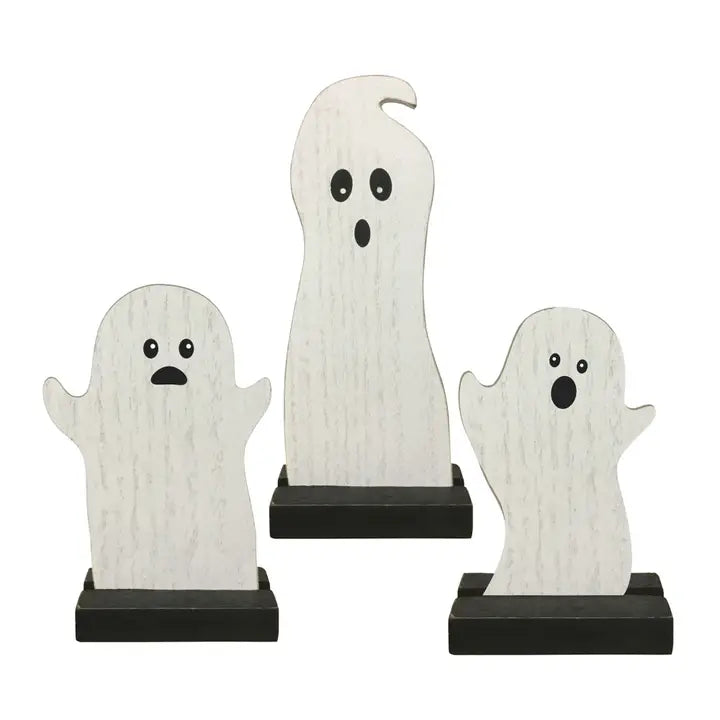 Set Of 3 Wooden Ghosts