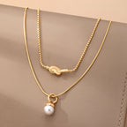 Layer Knot & Acorn Pendant Duo Drop Necklace