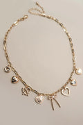 Charm Necklace Bow Multi Hearts Pearl Charms