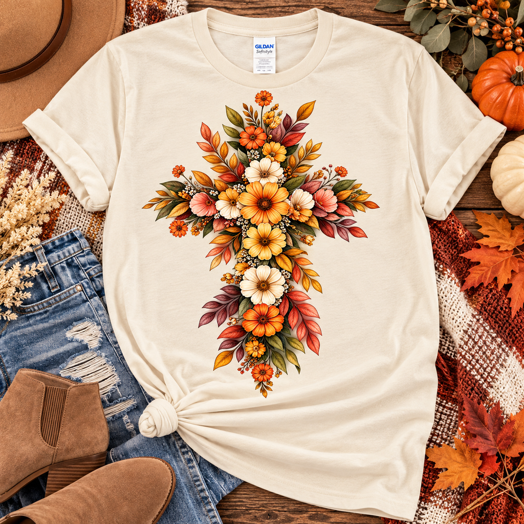 Floral Cross Graphic Tee