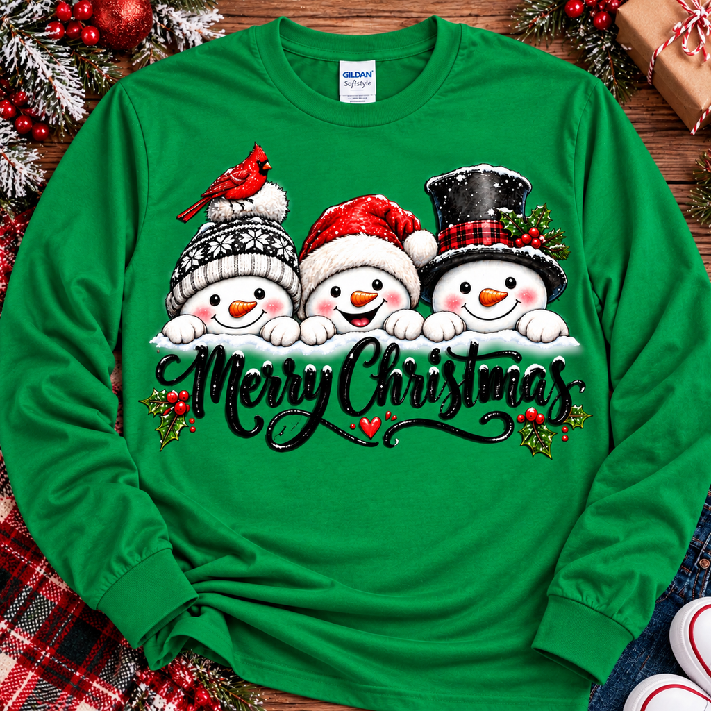 Merry Christmas Snowmen Graphic Tee