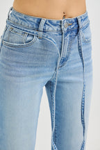 High Rise Risen Wide Leg Jeans With Waist String Details
