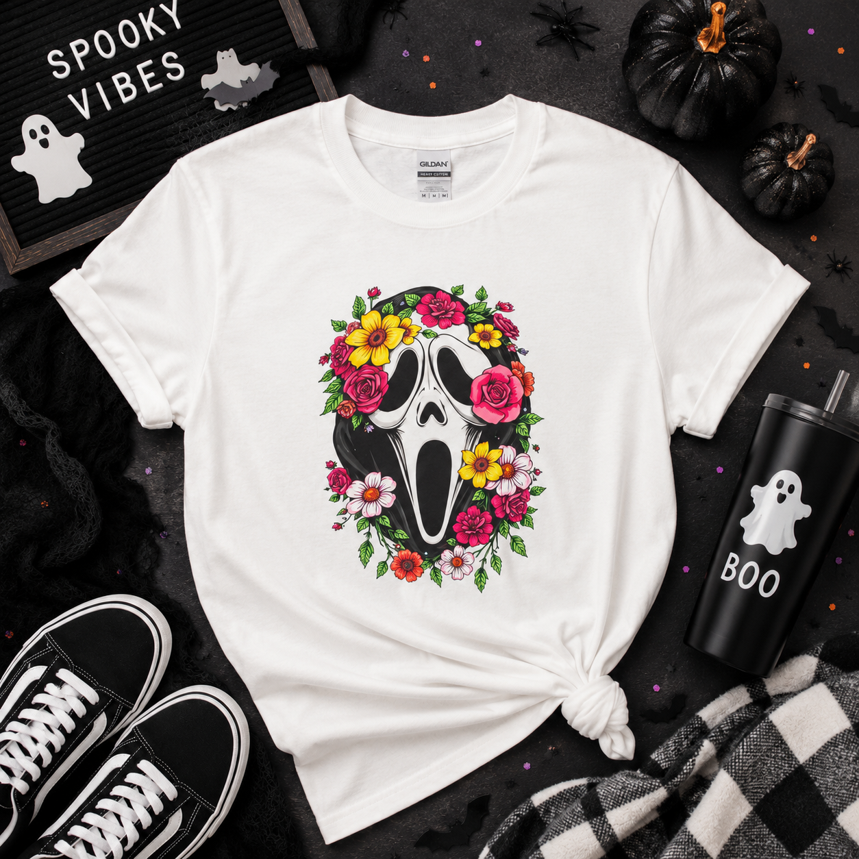 Floral Ghost Face Graphic Tee