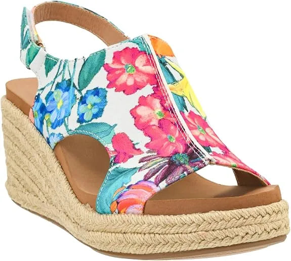 Corky White Floral Carley Wedge