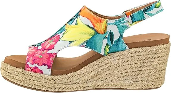 Corky White Floral Carley Wedge