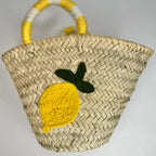 Handwoven Straw Tote With Crochet Lemon