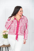 Long Sleeve Floral Print Knit Jacket