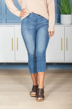 The Amelia Pull On Cool Denim Judy Blue Capri