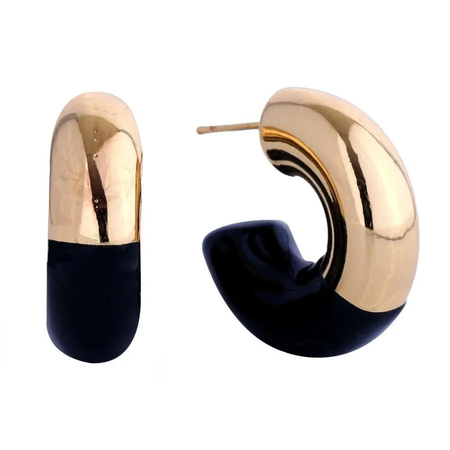 Do Everything In Love Two Tone Chunky Semi-Hoop Earring Drop