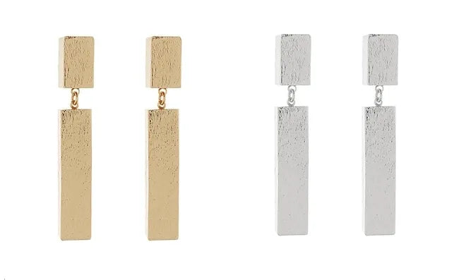 Chunky Rectangle Bar Drop Earrings