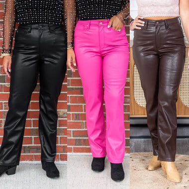 (3 Colors) Go Grease Lighting Faux Leather Judy Blue Tummy Control Pants