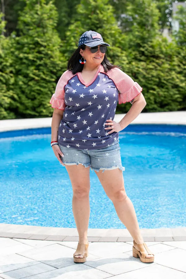 Red White And Ruffled Top