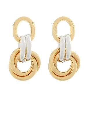 Twotone Linked Ring Earrings