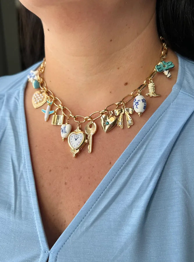 Travel Theme & Mutli Charm Necklace