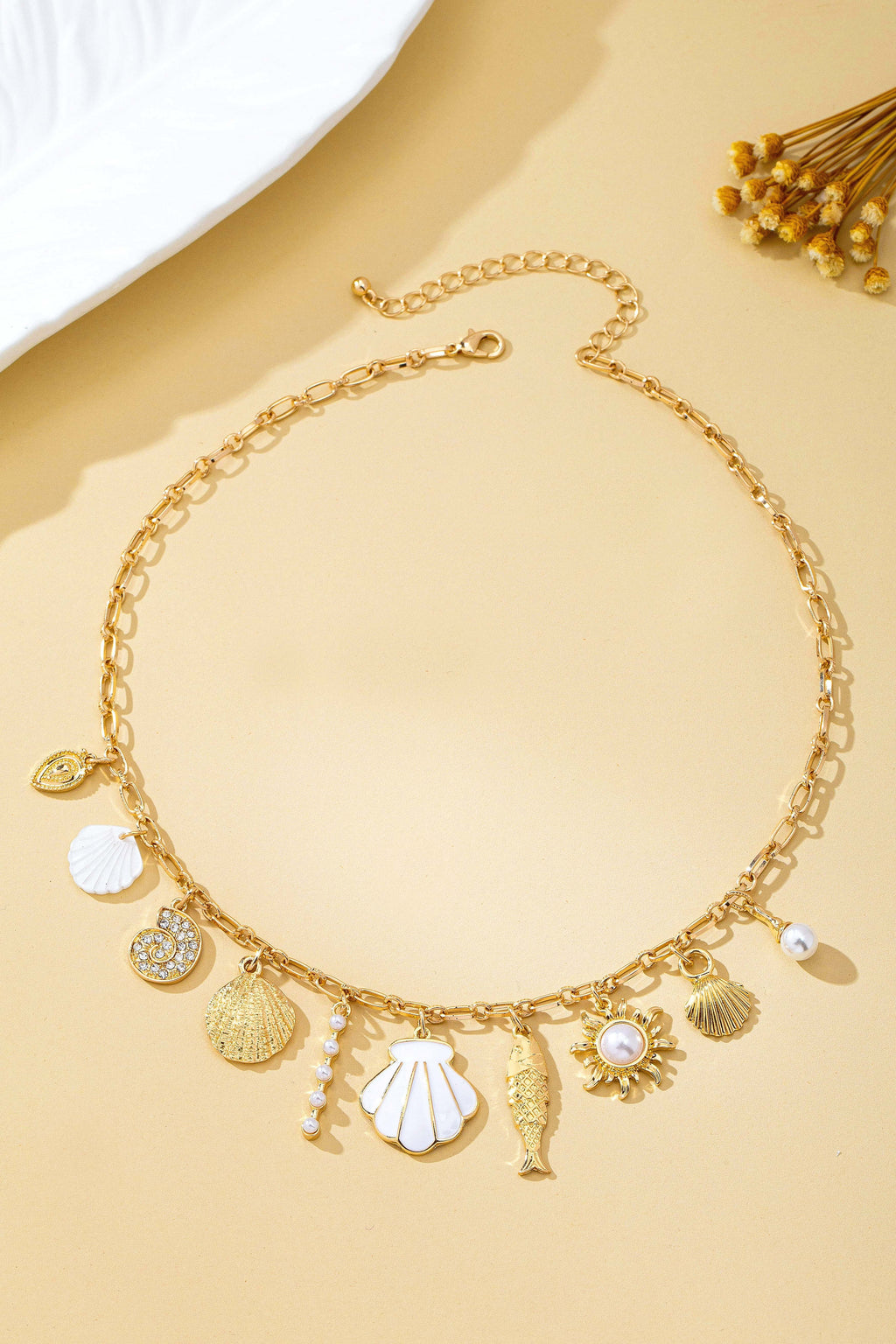 Charm Necklace Ocean Seashell Fish Pearl