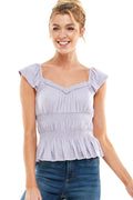 Smocked Cap Sleeve Peplum Top