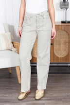 The Evelyn Straight Leg Striped Mica Jean