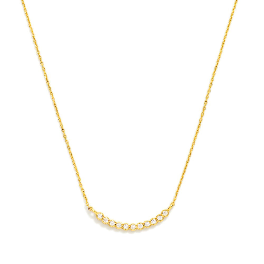 Dainty Curved Bar Pendant Necklace
