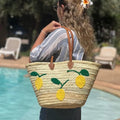 French Basket Beach Bag With Leather Handle