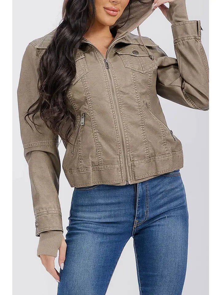 Pleather Zip Up Jacket