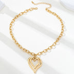 Sculptural Oversized Double Heart Pendant Necklace