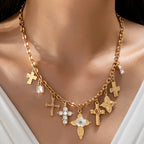 Charm Necklace Multi Cross Crystal Charm