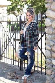 Plaid Hoodie Shacket