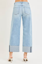 Slouchy Crop Barrel Jeans With Double Waistband Details