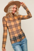 Plaid Mesh Semi Sheer Top