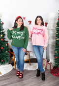 Merry Christmas Tinsel Lettering Sweater Top