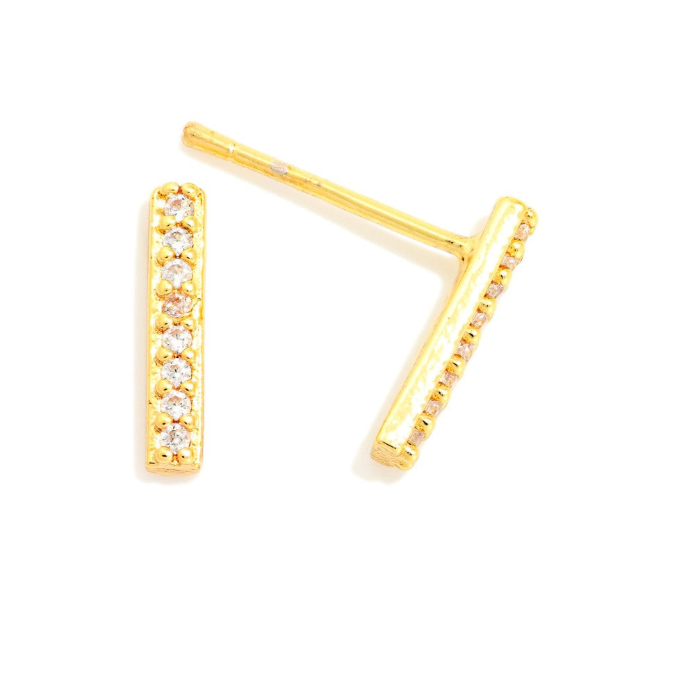 Cubic Zirconia Bar Stud Earrings