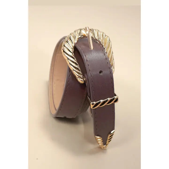 Classic Western Carved Buckle Faux Leather Belt