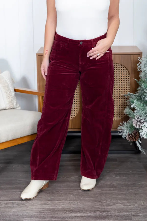 Wine Date Corduroy Risen Barrell Pants
