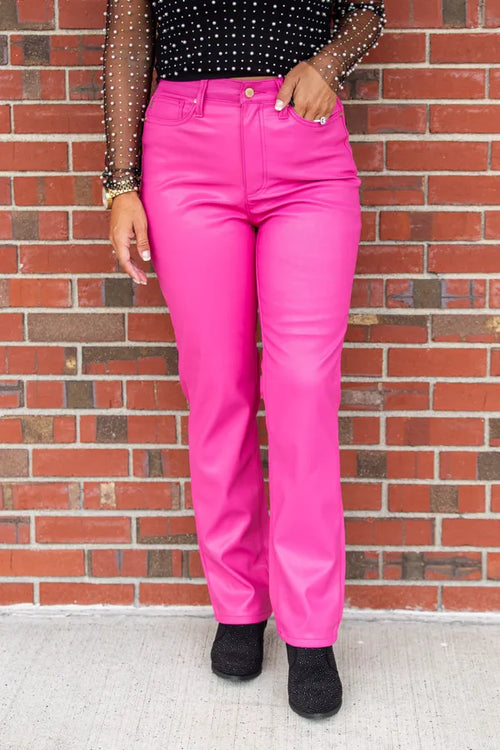 (3 Colors) Go Grease Lighting Faux Leather Judy Blue Tummy Control Pants