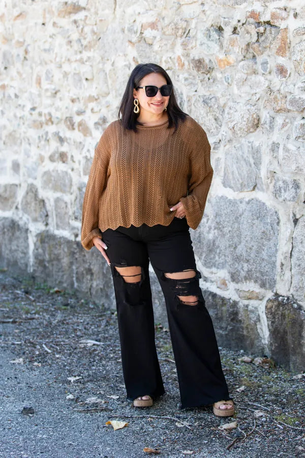 Hallow Out Long Sleeve Sweater