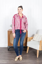 Long Sleeve Floral Print Knit Jacket