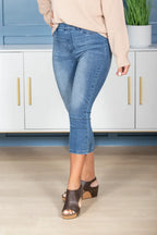 The Amelia Pull On Cool Denim Judy Blue Capri