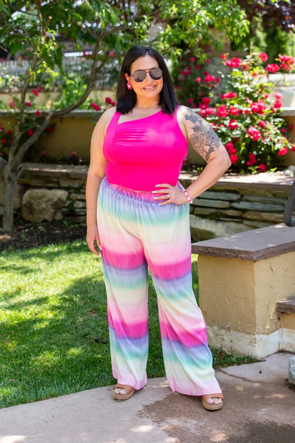 Ombre Pleated Satin Pants