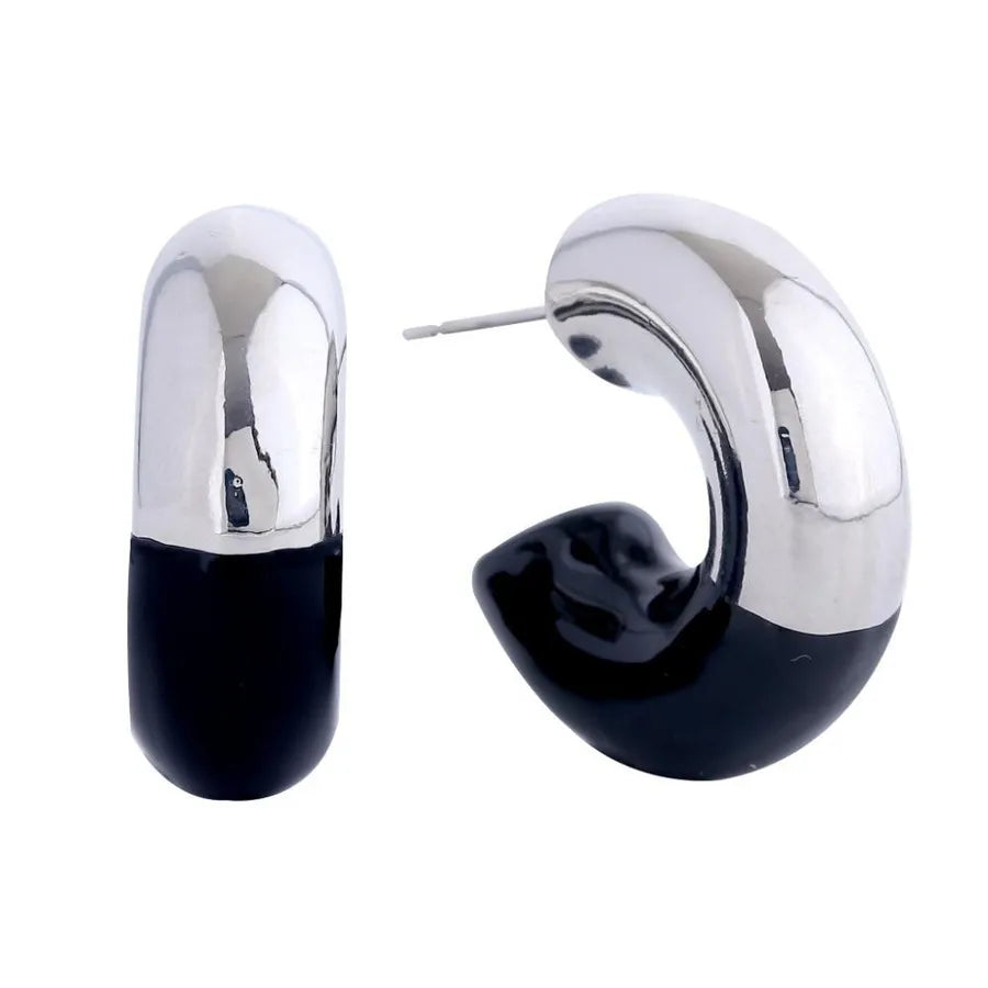 Do Everything In Love Two Tone Chunky Semi-Hoop Earring Drop