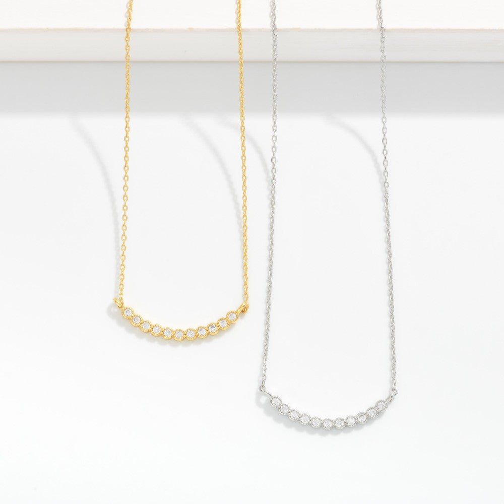 Dainty Curved Bar Pendant Necklace