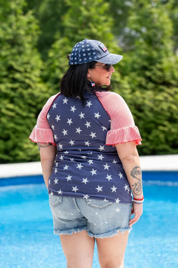 Red White And Ruffled Top