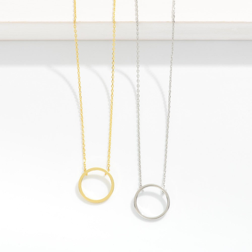 Chain Link Hoop Pendant Necklace