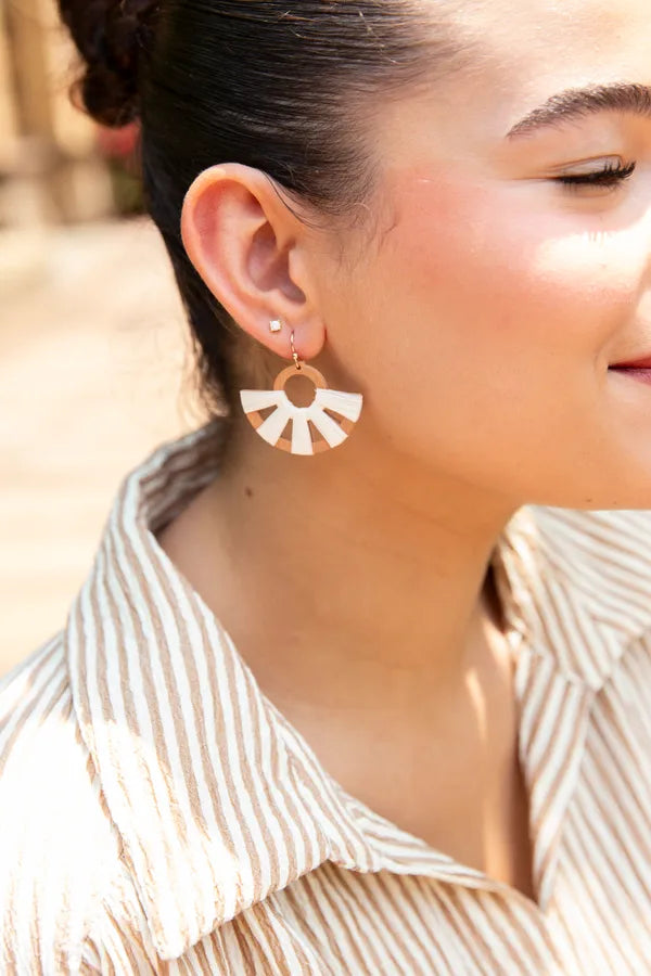 Semicircle Raffia Dangle Earrings