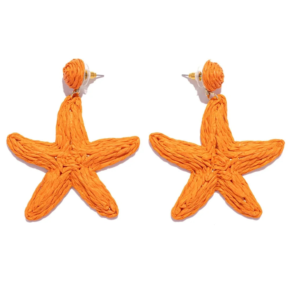 Raffia Starfish Drop Earrings