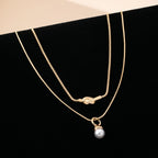 Layer Knot & Acorn Pendant Duo Drop Necklace