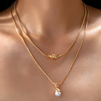 Layer Knot & Acorn Pendant Duo Drop Necklace
