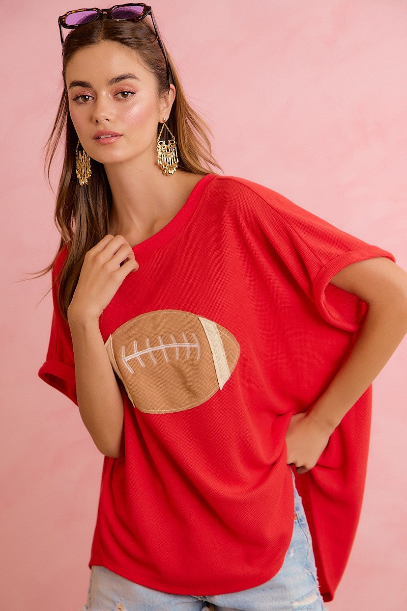 Black Knit Blitz Football Top