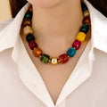 Multicolor Marbled Resin Bead Necklace