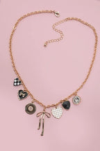 Bow Checker Heart Rhinestone